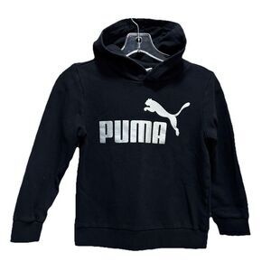 Puma Black/Silver Pullover Graphic Logo Long Sleeve Hoodie Size‎ S (7/8)